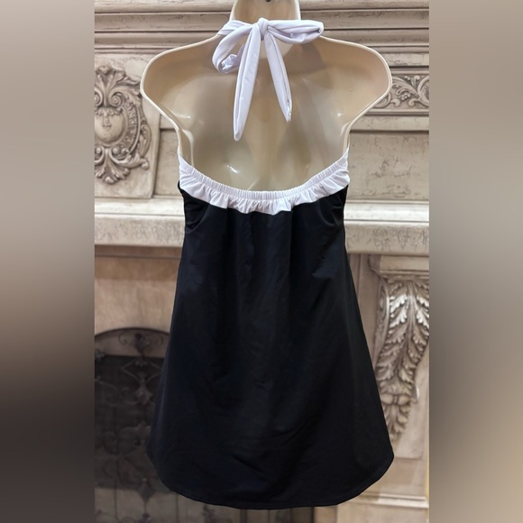 NWT Cocoship Black & White Striped Retro 60’s Swimdress Swimsuit Size 16 - Picture 3 of 12